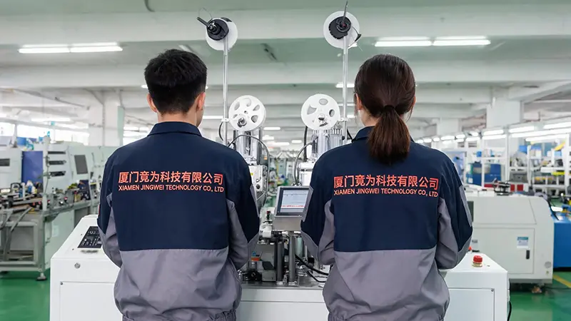 A Xiamen Jingwei Technology növeli a termelési hatékonyságot az új automatikus krimpelőgéppel.