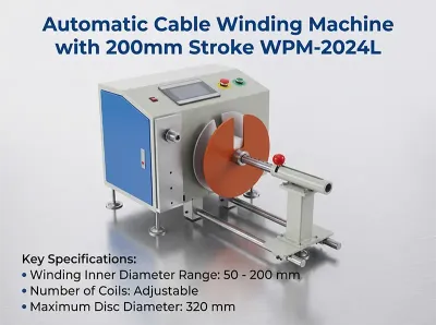 Automatikus elrendezésű kábeltekercselő gép 320 mm tárcsaátmérővel WPM-2024L